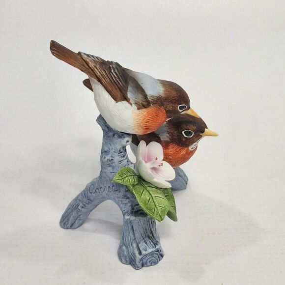 Vtg 1986 Andrea by Sadek Robins on Cherry Blossom Tree Branch Figurine - Read - Picture 5 of 11